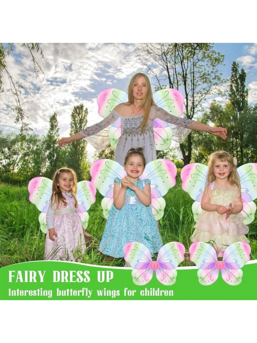 Girls Fairy Butterfly Wings Costume for Dress Up, Party, or Playtime Fun